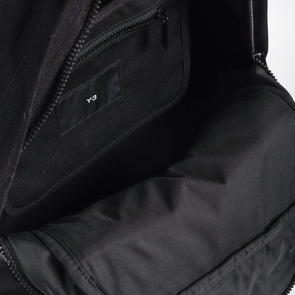 Y-3 Logo Embroidered Black Canvas Backpack - Picture 12 of 16
